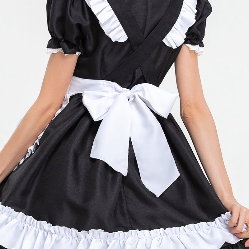 フリルデザインメイド服 猫耳カチューシャ付き