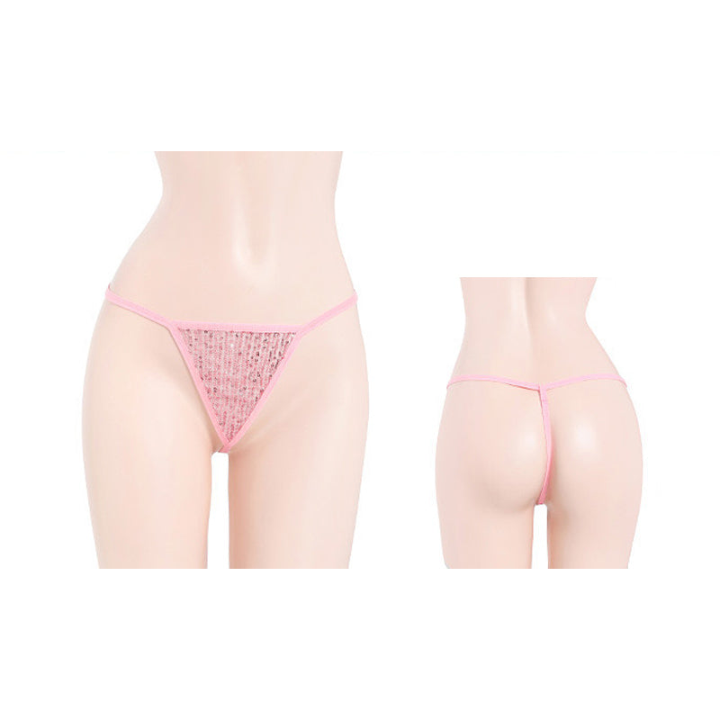 スパンコールピンク ベビードール&Tバックセット