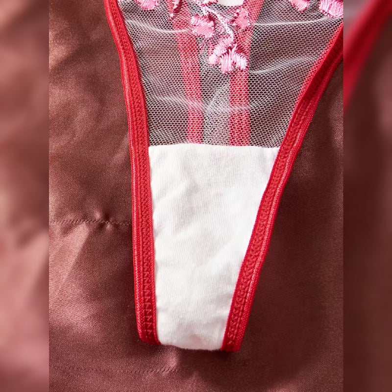 刺繍レースブラ&ショーツ セクシーランジェリーセット