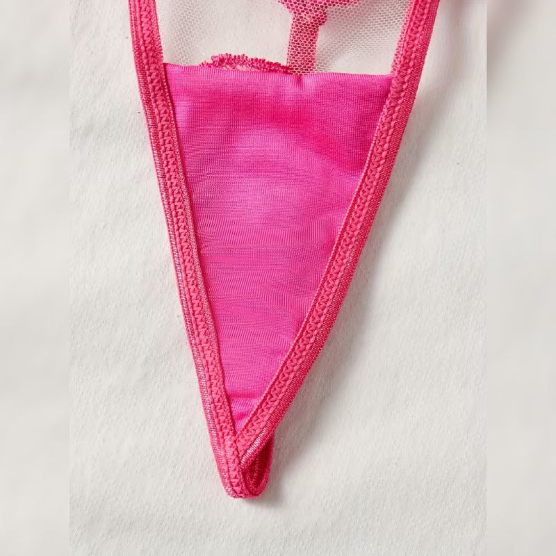 リップ刺繍ブラ&Tバック セクシーランジェリーセット