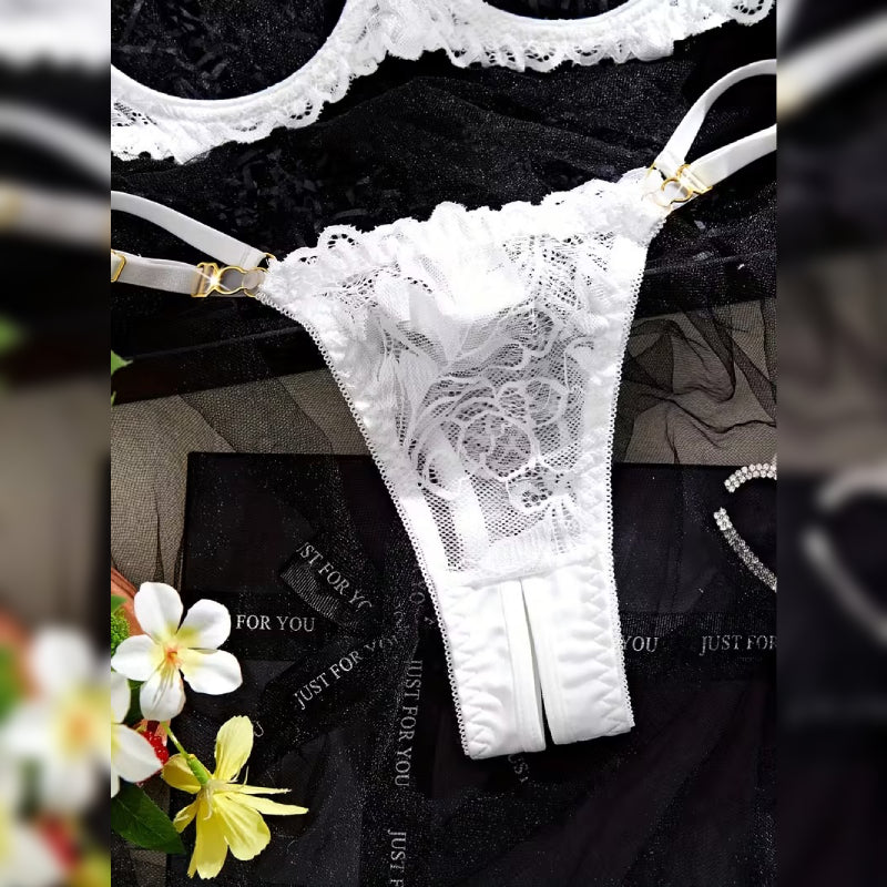 カットアウトデザイン セクシーブラ&ショーツ ランジェリーセット