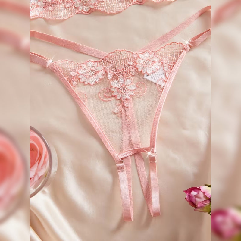 透かしデザインセクシーランジェリーセット ブラ&ショーツ