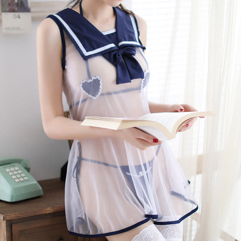 シースルーセーラー服 セーラーカラー/ネイビー