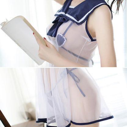 シースルーセーラー服 セーラーカラー/ネイビー