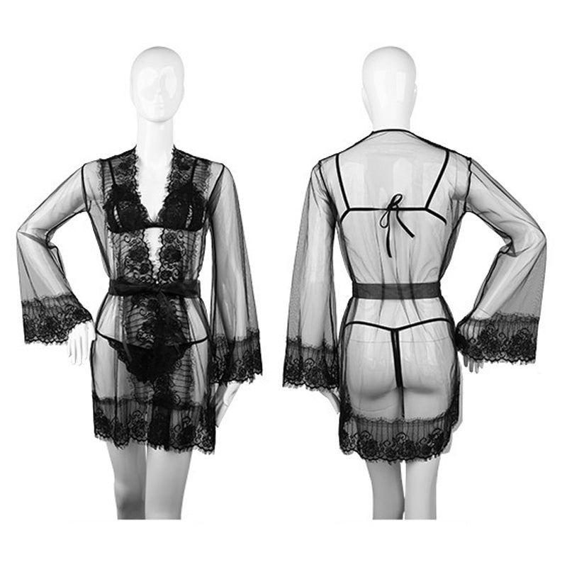 セクシーガウンとブラ＆Tバックショーツ