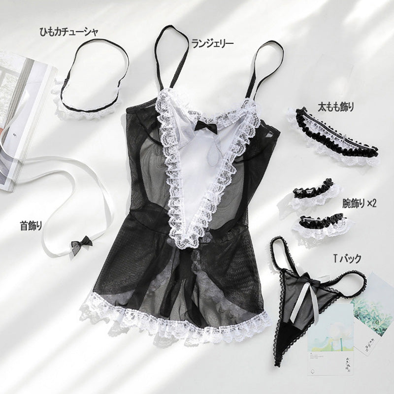 メイド風 ベビードール 7点セット