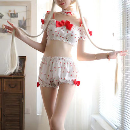 苺柄トップ＆ショートパンツセット