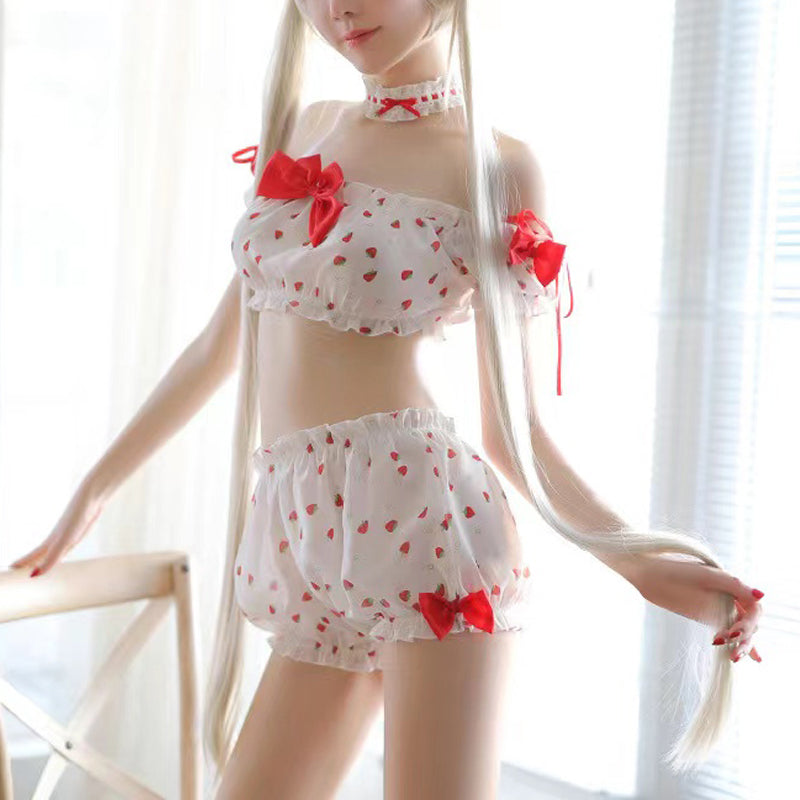 苺柄トップ＆ショートパンツセット
