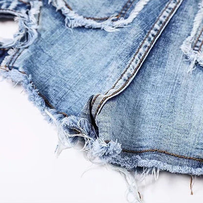 サイドベルトデザイン デニムミニパンツ