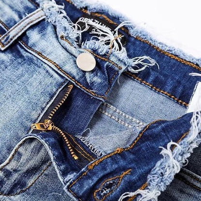 サイドベルトデザイン デニムミニパンツ