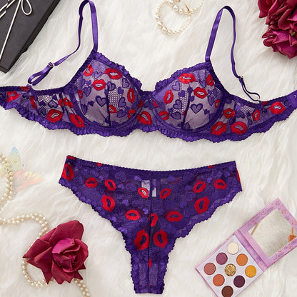 レーストリムブラ＆ショーツ セクシーランジェリーセット