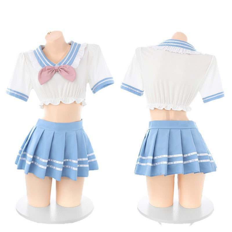 セーラーデザイン×ミニスカートの学生風コスチュームセット