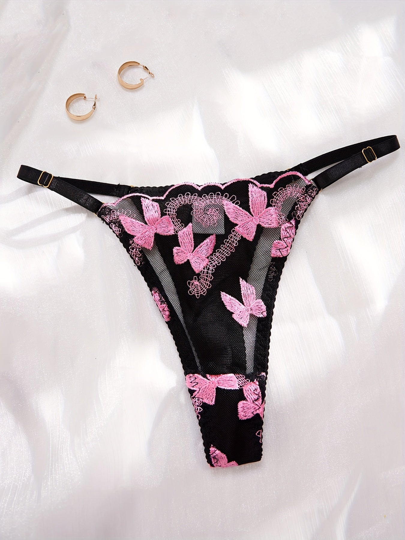 刺繍入りセミシアーランジェリーセット