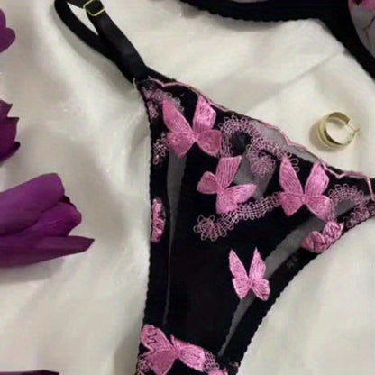 刺繍入りセミシアーランジェリーセット