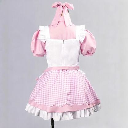 メイド風デザイン×チェック柄スカートのコスチュームセット