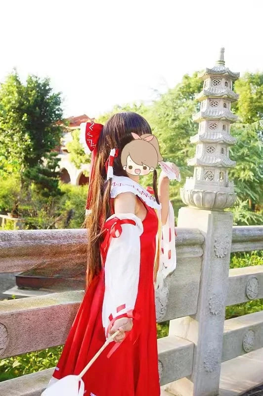 巫女風デザイン×フリル装飾のコスプレドレスセット