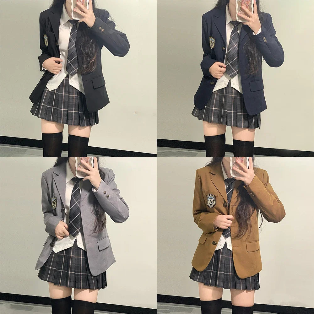 ブレザー×プリーツスカートのセーラー風学生制服セット