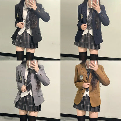 ブレザー×プリーツスカートのセーラー風学生制服セット