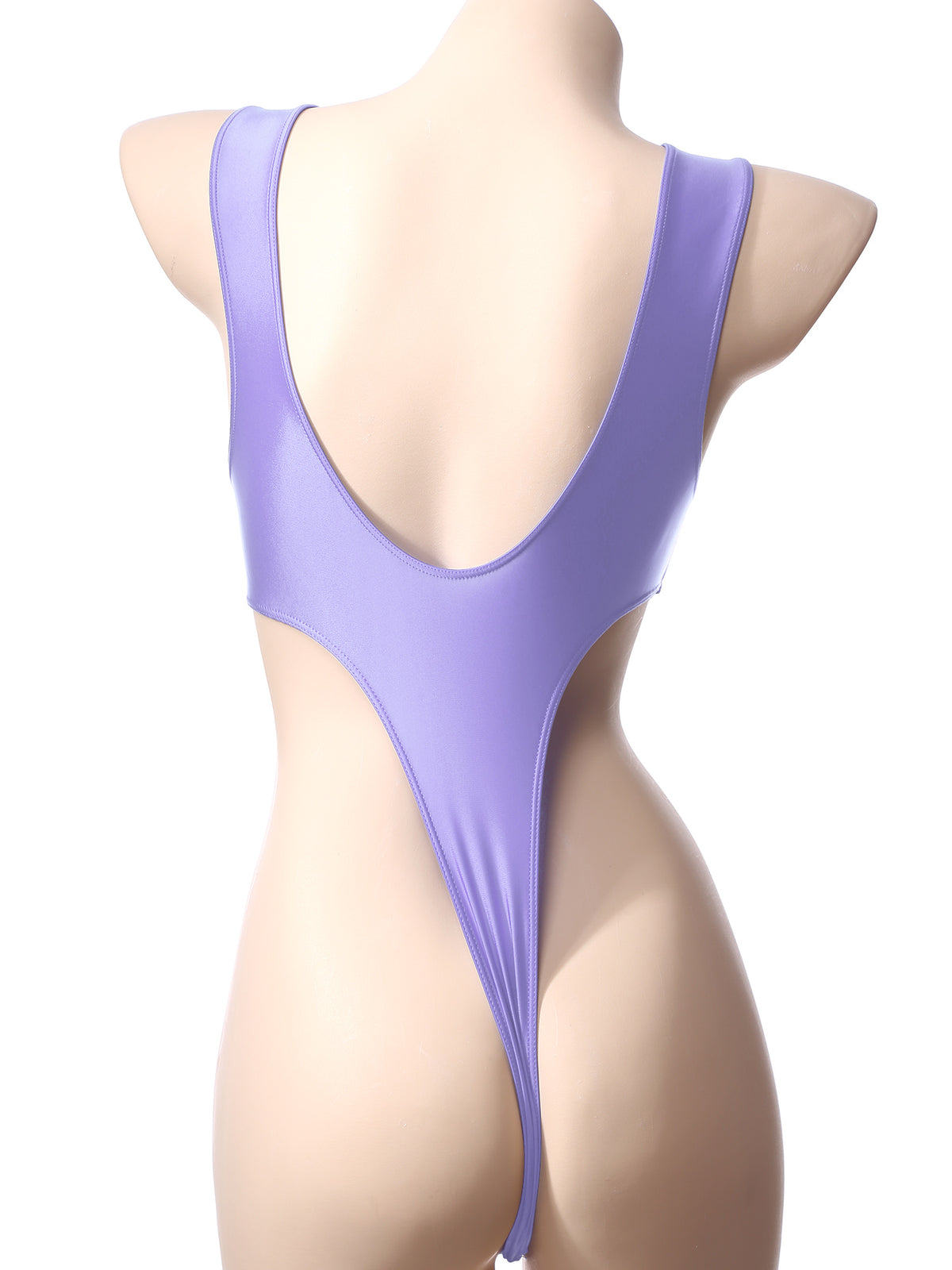 バックレス×ハイカットの光沢ワンピーススイムウェア