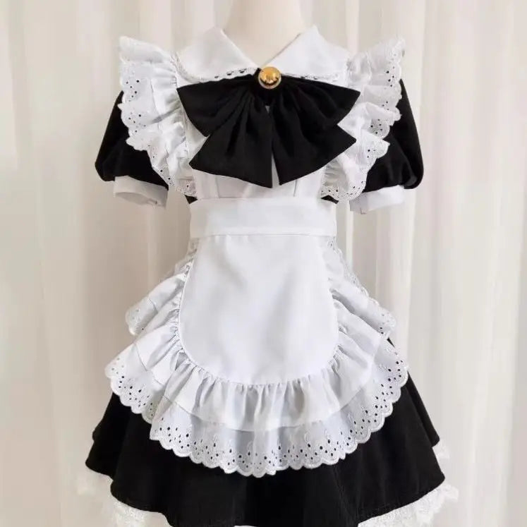 リボン装飾×エプロン付きのメイド風コスチュームセット