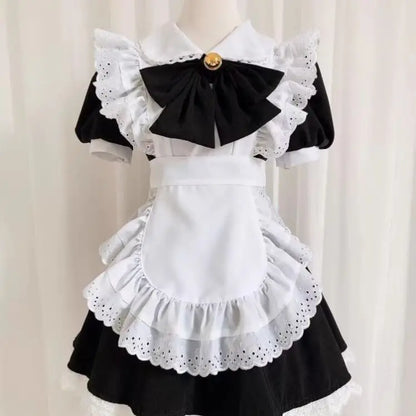 リボン装飾×エプロン付きのメイド風コスチュームセット