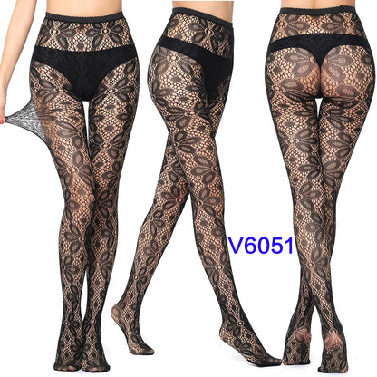 ジャカード柄×フィッシュネットのシームレスパンティストッキング