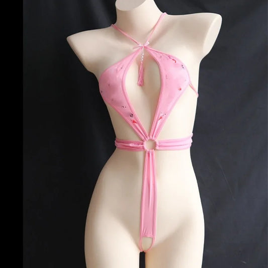 シースルー×オープンクロッチのフィットボディスーツ