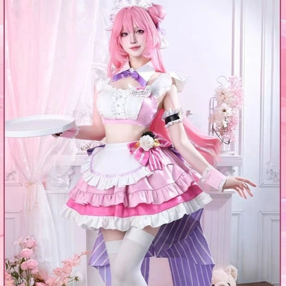 メイド風デザイン×リボン装飾のコスプレコスチュームセット