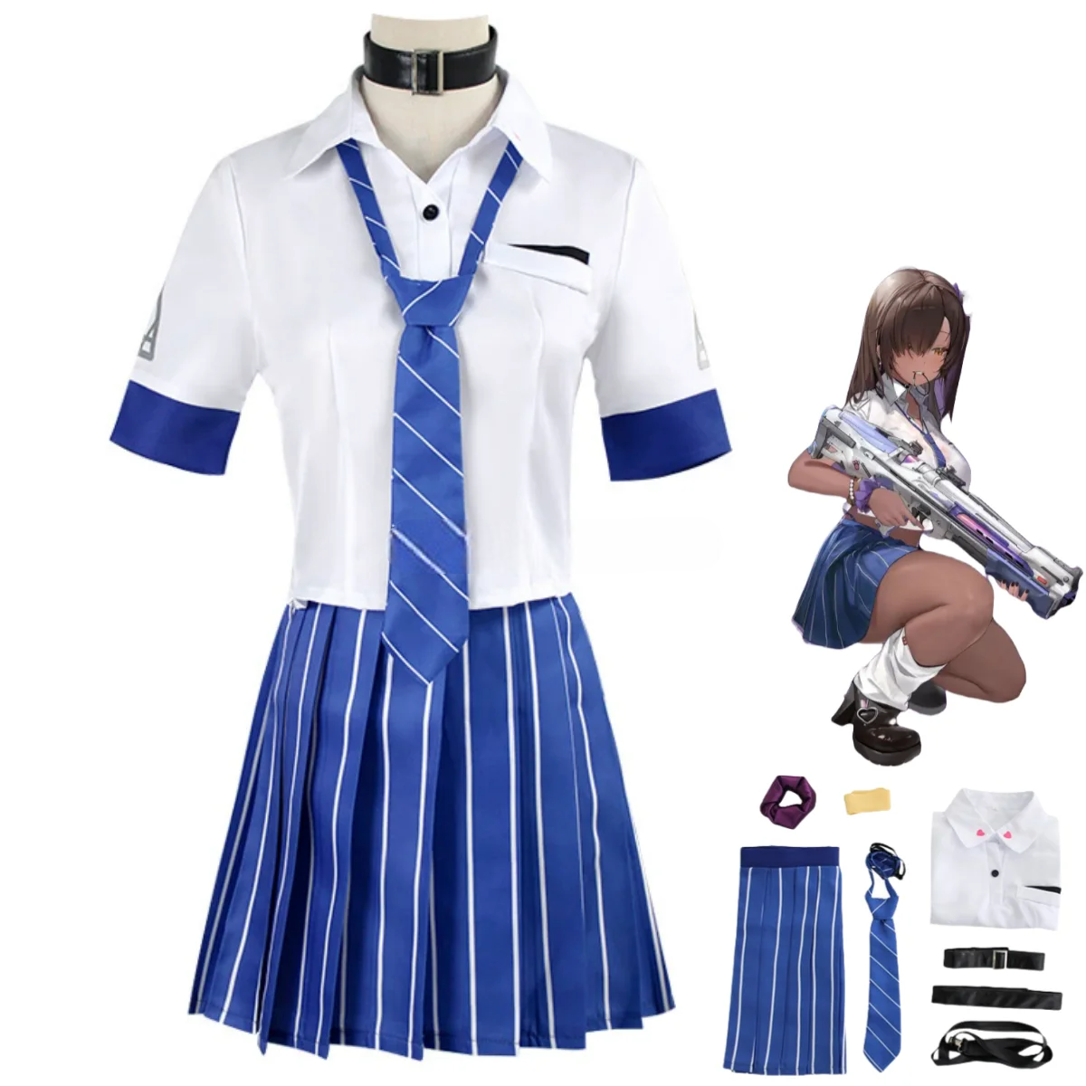 制服風デザイン×スカート構成のコスプレコスチュームセット