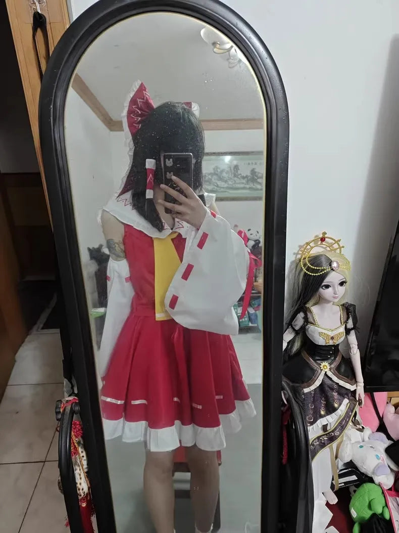 巫女風デザイン×フリル装飾のコスプレドレスセット