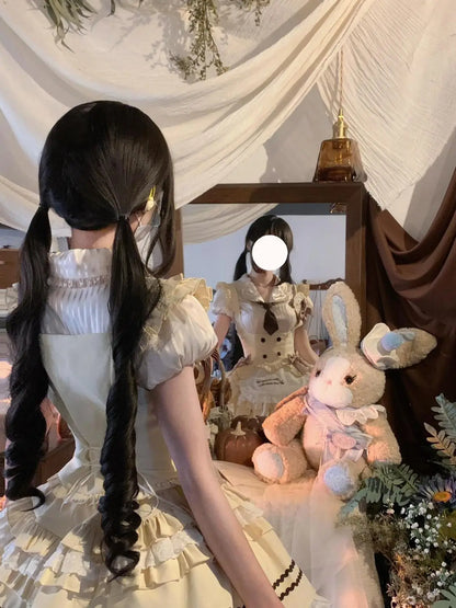 半袖トップ×プリーツスカートのメイド風コスチューム3点セット