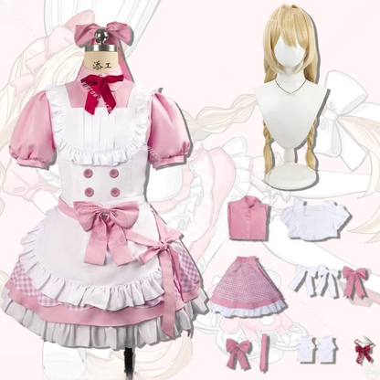 メイド風デザイン×チェック柄スカートのコスチュームセット