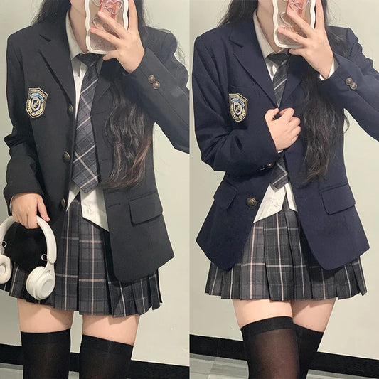 ブレザー×プリーツスカートのセーラー風学生制服セット