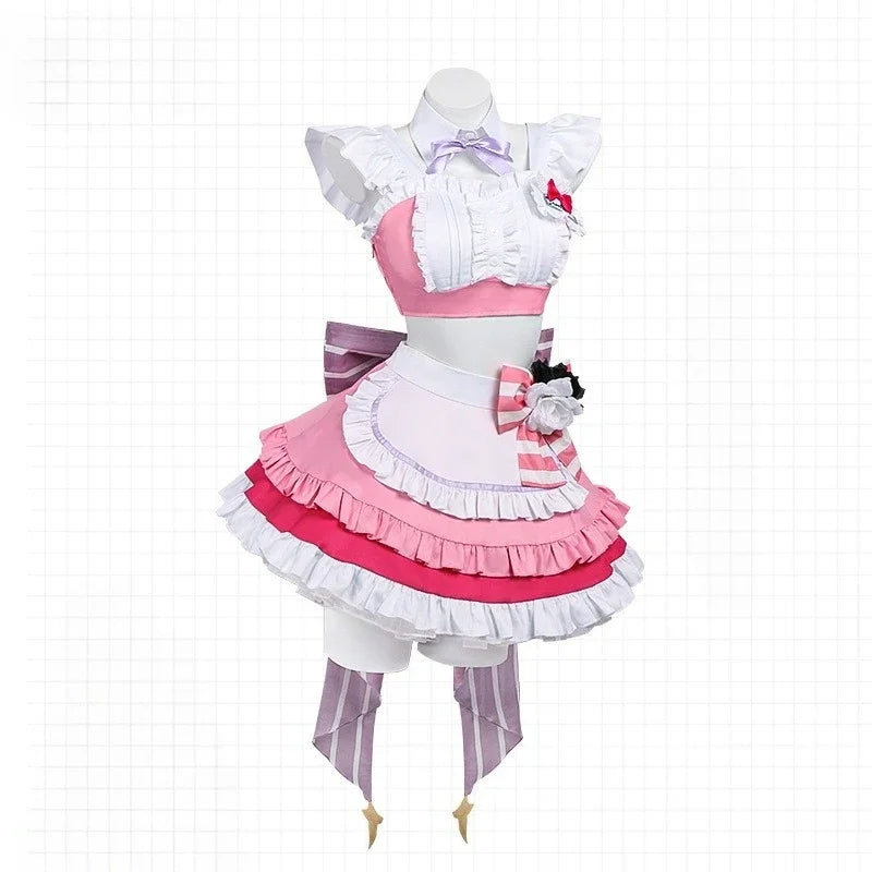 メイド風デザイン×リボン装飾のコスプレコスチュームセット