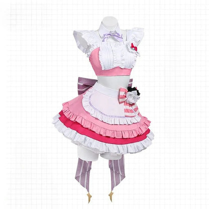 メイド風デザイン×リボン装飾のコスプレコスチュームセット