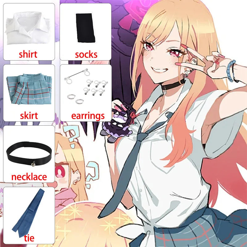 セーラー服デザイン×ウィッグ アニメコスプレ制服セット