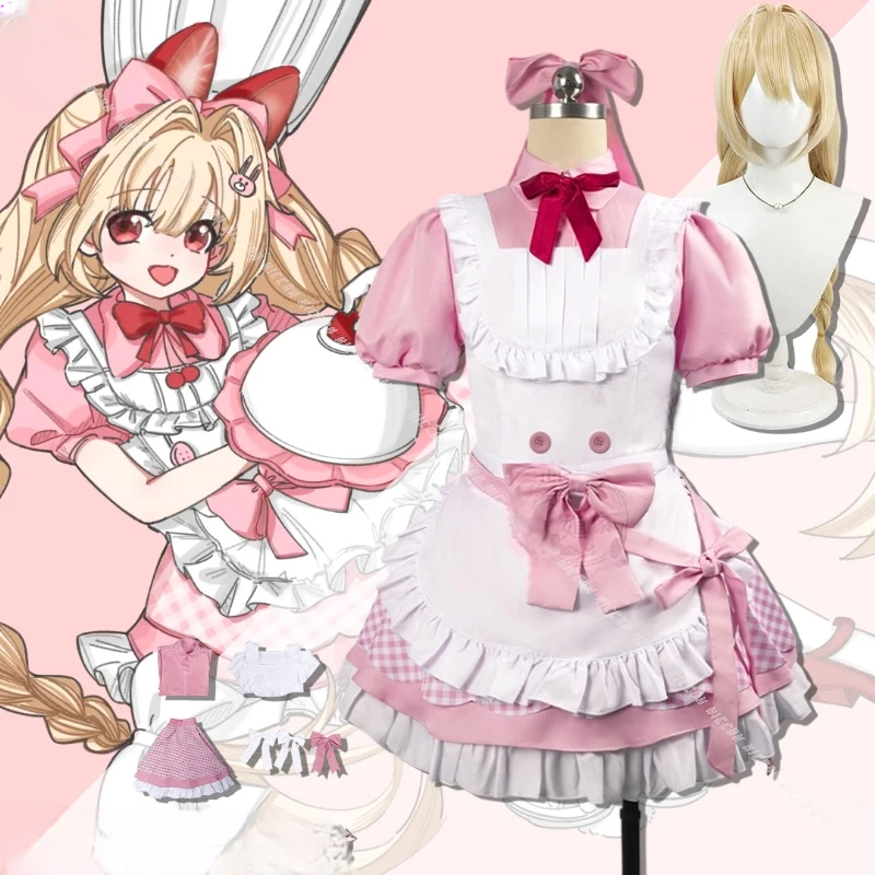 メイド風デザイン×チェック柄スカートのコスチュームセット