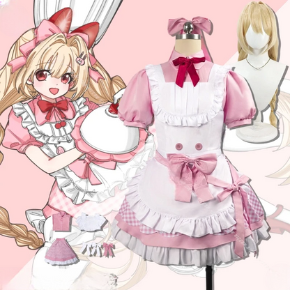 メイド風デザイン×チェック柄スカートのコスチュームセット