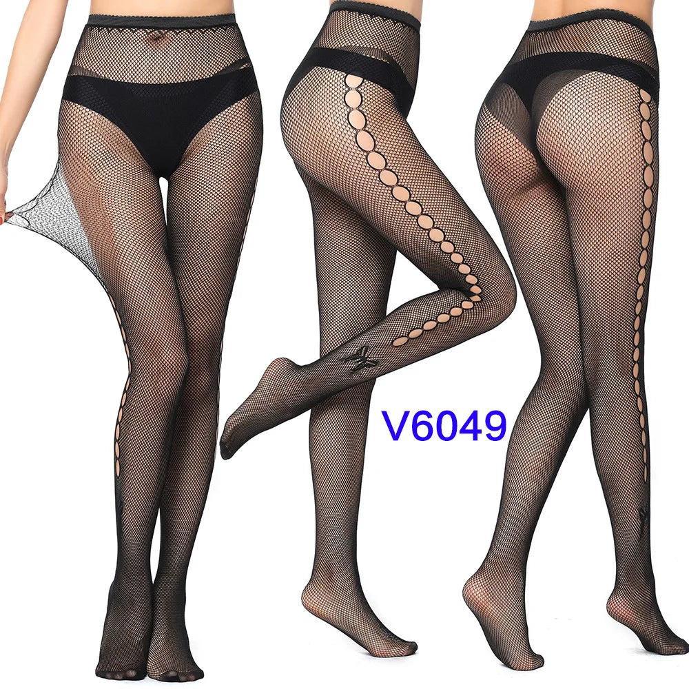 ジャカード柄×フィッシュネットのシームレスパンティストッキング