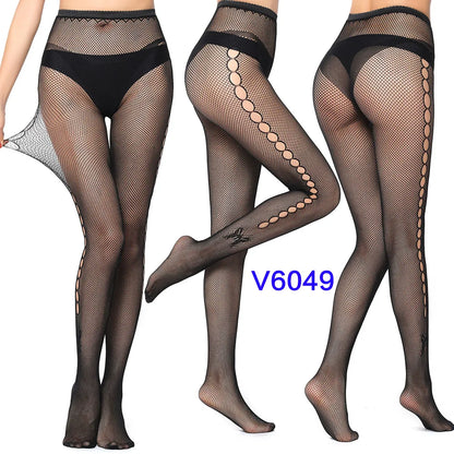 ジャカード柄×フィッシュネットのシームレスパンティストッキング