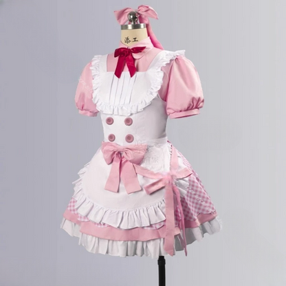 メイド風デザイン×チェック柄スカートのコスチュームセット