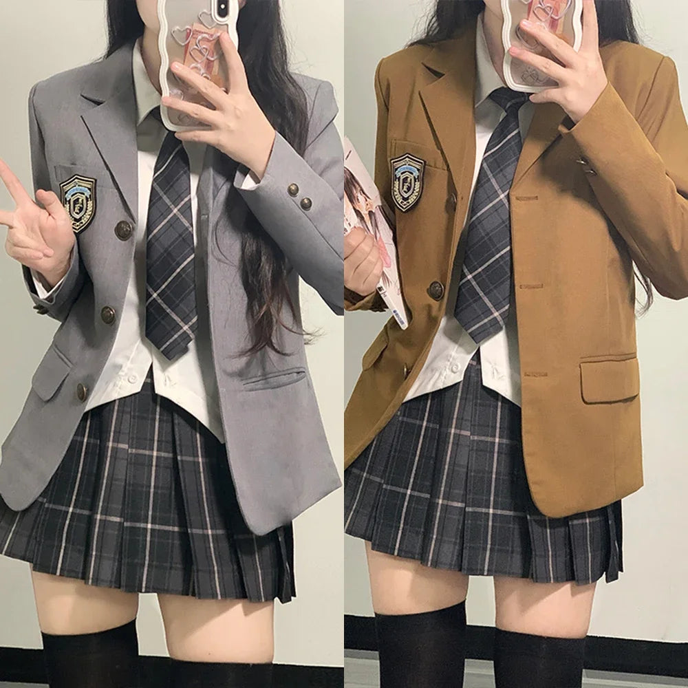 ブレザー×プリーツスカートのセーラー風学生制服セット