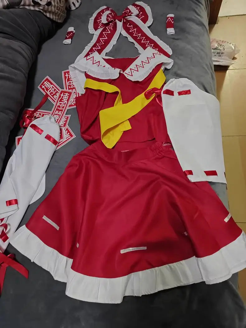 巫女風デザイン×フリル装飾のコスプレドレスセット