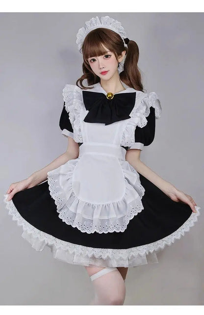 リボン装飾×エプロン付きのメイド風コスチュームセット