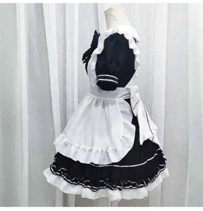 フリルデザイン×ミニ丈のメイド風コスチュームワンピース