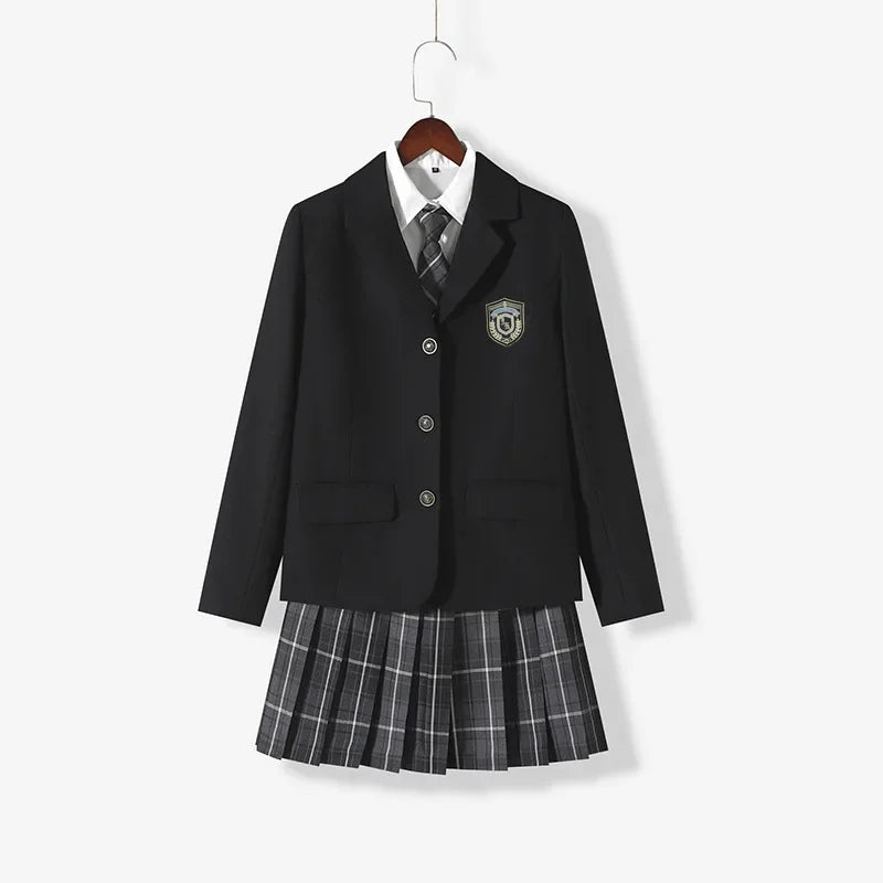 ブレザー×プリーツスカートのセーラー風学生制服セット