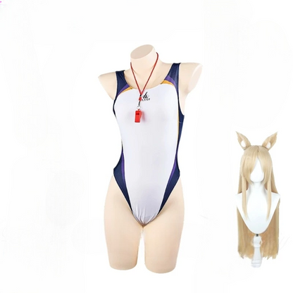 水着デザイン×ロングウィッグ付きのコスプレコスチュームセット