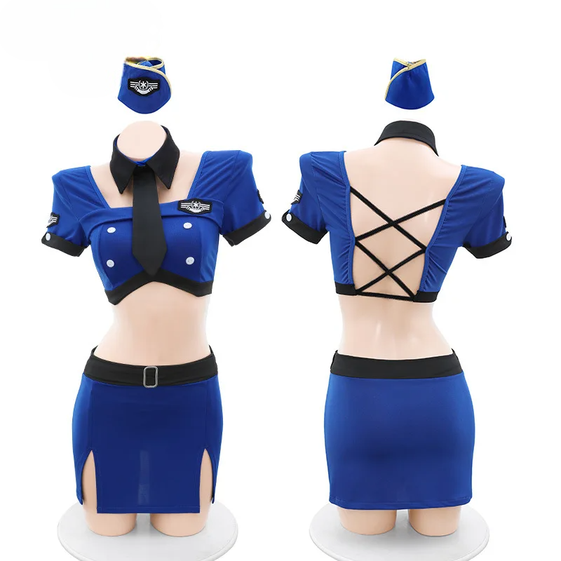 ラップスカート×タイトトップのCA風コスチュームセット