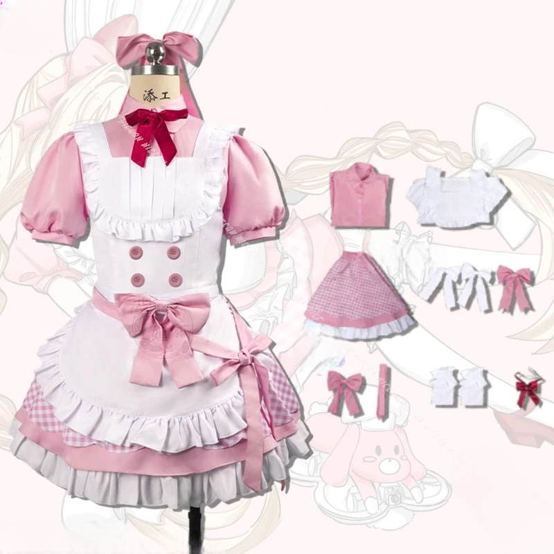 メイド風デザイン×チェック柄スカートのコスチュームセット