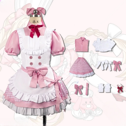 メイド風デザイン×チェック柄スカートのコスチュームセット